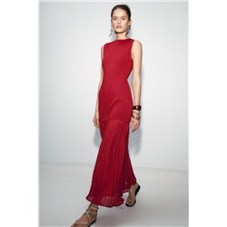 LONG COMBINED KNIT DRESS