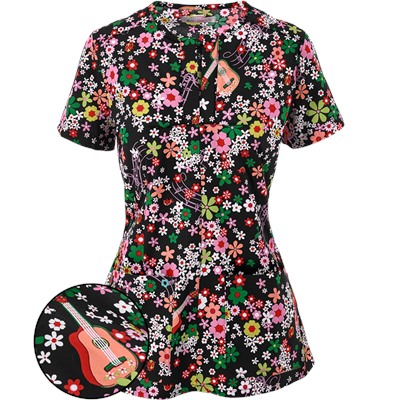 koi Stretch Scrubs Floral Melody Print Top