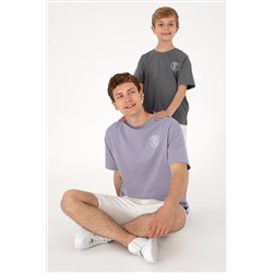 Erkek Oversize Fit Bisiklet Yaka Gri Tişört