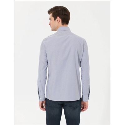 Lacivert Slim Fit Uzun Kollu Gömlek