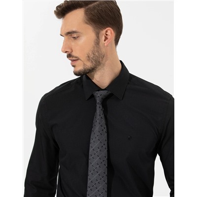 Siyah Regular Fit Uzun Kollu Klasik Gömlek
