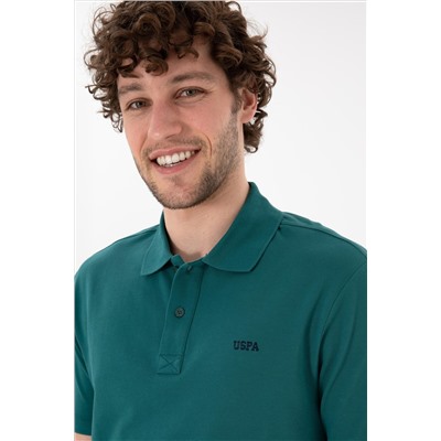 Erkek Regular Fit Polo Yaka Koyu Yeşil Basic Tişört