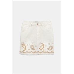 Falda corta vaquera paisley