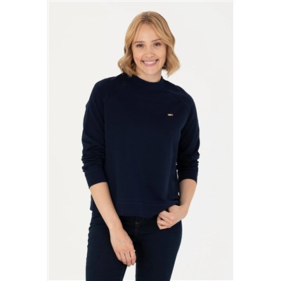 Kadın Lacivert Bisiklet Yaka Sweatshirt