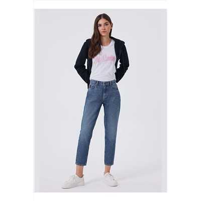 Lee Cooper Yüksek Bel Boru Paça Straight Açık Mavi Kadın Denim Pantolon 241 LCF 121018 FUNNY RASTABA 5003069053