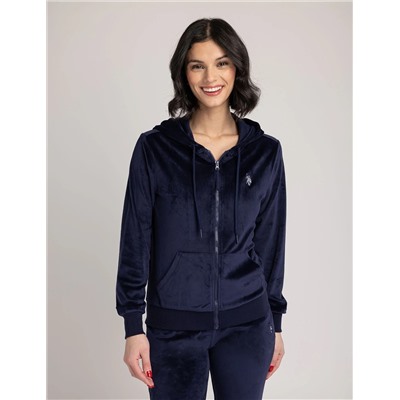 VELOUR ZIP UP HOODIE