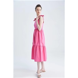 Defacto Askılı Poplin Midi %100 Pamuk Elbise TYC00514057936