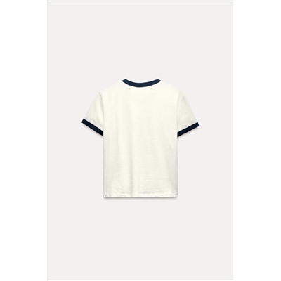 RIBBED T-SHIRT WITH SLOGAN