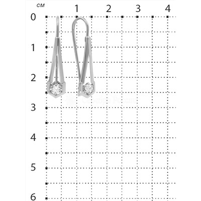 Серьги из серебра с фианитами родированные 925 пробы С-3955-Р