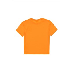 Erkek Çocuk Turuncu Oversize Bisiklet Yaka Tişört