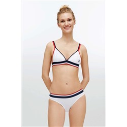 U.S. Polo Assn. Kadın İnce Askılı Likralı Pamuklu Düz Renk Büstiyer Slip Set 79116