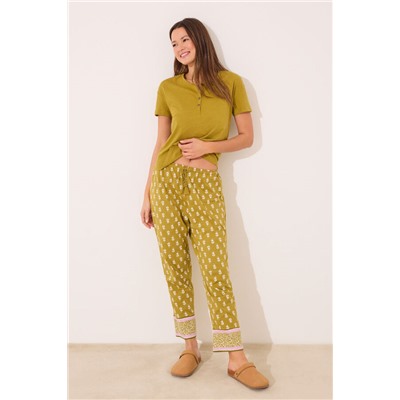 Pantalón largo 100% algodón flores