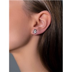 Серьги-пусеты из серебра с фианитами родированные 925 пробы 12-1263р