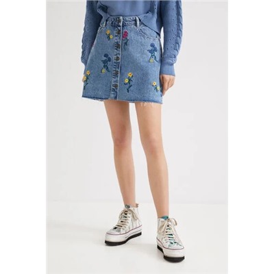Minifalda vaquera floral