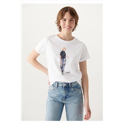 Mavi Denim Baskılı Beyaz Istanbul Tişört Regular Fit / Normal Kesim 1610222-620