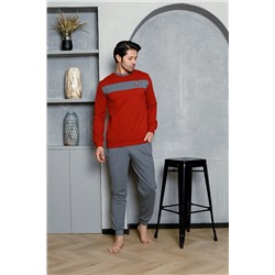 AHENGİM Man Erkek Pijama Takımı Iki Iplik Kol Paça Manşetli Pamuklu Mevsimlik M70142276 1-2-10001219
