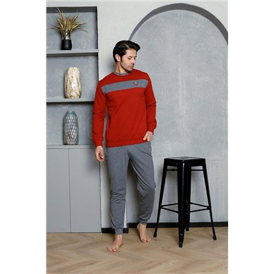 AHENGİM Man Erkek Pijama Takımı Iki Iplik Kol Paça Manşetli Pamuklu Mevsimlik M70142276 1-2-10001219