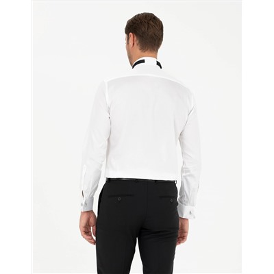 Beyaz Slim Fit Smokin Gömlek