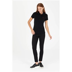 Kadın Siyah Basic Polo Yaka Tişört