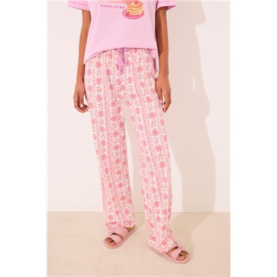 Pantalón largo 100% algodón flores