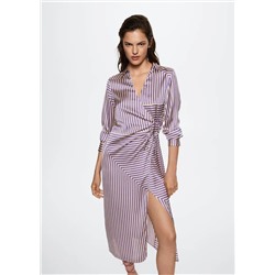 Vestido rayas satinado -  Mujer | MANGO OUTLET España