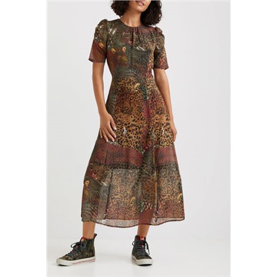 Vestido midi manga corta