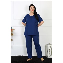 Akbeniz Kadın 5xl-6xl-7xl-8xl Büyük Beden Lacivert Kısa Kol Pijama Takım 75012