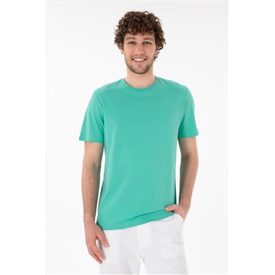 Erkek Regular Fit Bisiklet Yaka Mint Basic Tişört
