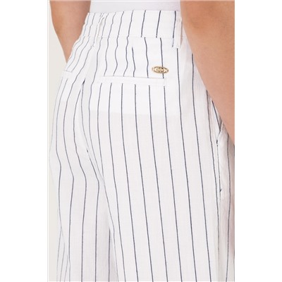 Kadın Beyaz Çizgili Loose Fit Kanvas Pantolon
