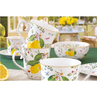 Кружка, 275 мл, фарфор P, белая, Цветы и лимоны, Fleurs et Citrons, 62846