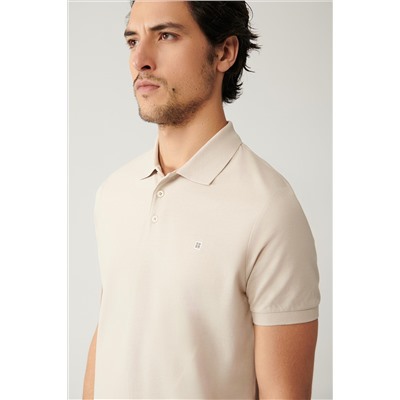 Bej %100 Pamuk Serin Tutan Polo Yaka T-Shirt
