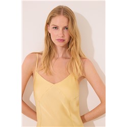 Camisón lencero largo satén amarillo
