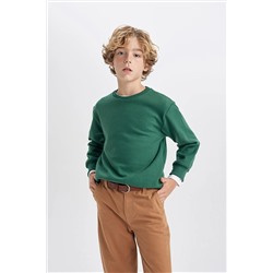Defacto Erkek Çocuk Regular Fit Bisiklet Yaka Selanik Kumaş Sweatshirt B4400A823WN