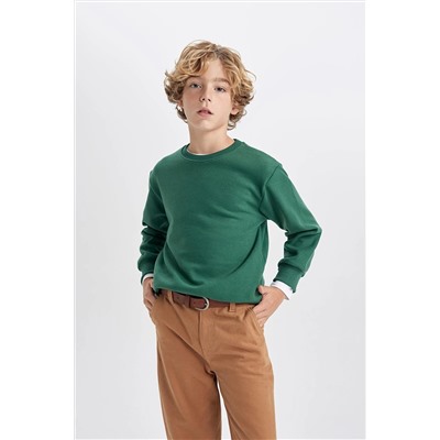 Defacto Erkek Çocuk Regular Fit Bisiklet Yaka Selanik Kumaş Sweatshirt B4400A823WN