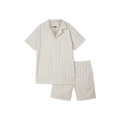 Pijama Blanco y gris oscuro