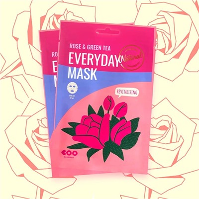 Rose & Green Tea Everyday Mask (10ea), Омолаживающая маска с экстрактами розы и зеленого чая