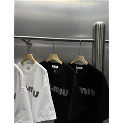 Футболка Miu Mi*u 🩷    Материал: плотный хлопок (330гр)