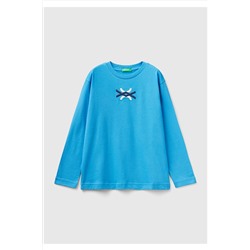 United Colors of BenettonErkek Çocuk Mavi Benetton Slogan Baskılı T-Shirt