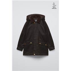 DETACHABLE HOODED WAXED JACKET