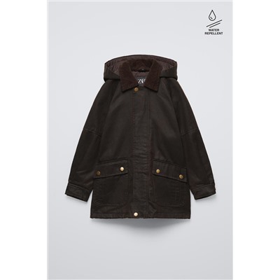 DETACHABLE HOODED WAXED JACKET
