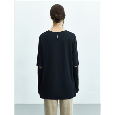 Лонгслив oversize с разрезами на локтях