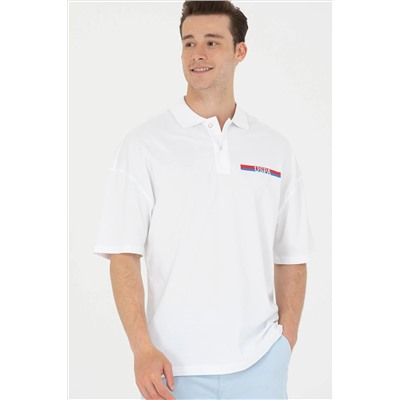Erkek Beyaz Oversize Polo Yaka Tişört