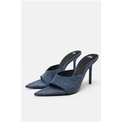 DENIM SANDALS WITH POINTED TOE