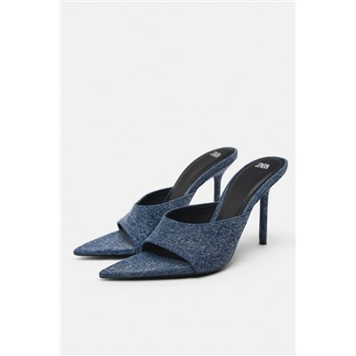 DENIM SANDALS WITH POINTED TOE