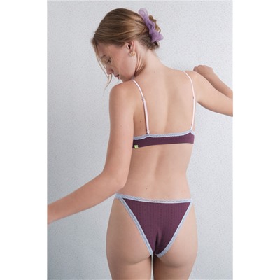 Braga brasileña seamless pointelle burgundy