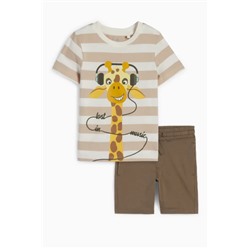 Giraffe - Set - Kurzarmshirt und Shorts - 2 teilig