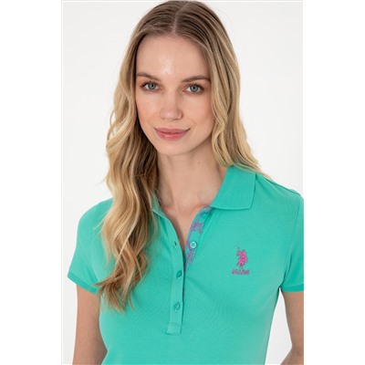 Kadın Mint Basic Polo Yaka Tişört