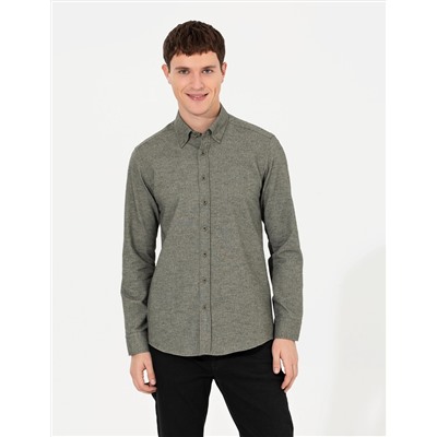Yeşil Slim Fit Uzun Kollu Gömlek