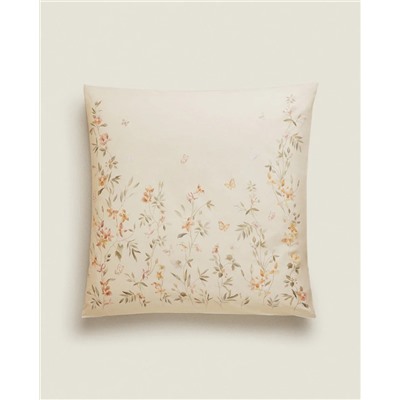 FLOWER AND BUTTERFLY PRINT PILLOWCASE