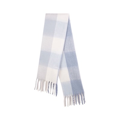 Bufanda efecto lana cuadros azul y blanco